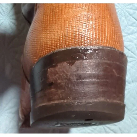 Vintage TONY LAMA Teju Lizard Leather Cowboy Boots Two Tone Men's 8 D USA 8005 - Picture 13 of 14